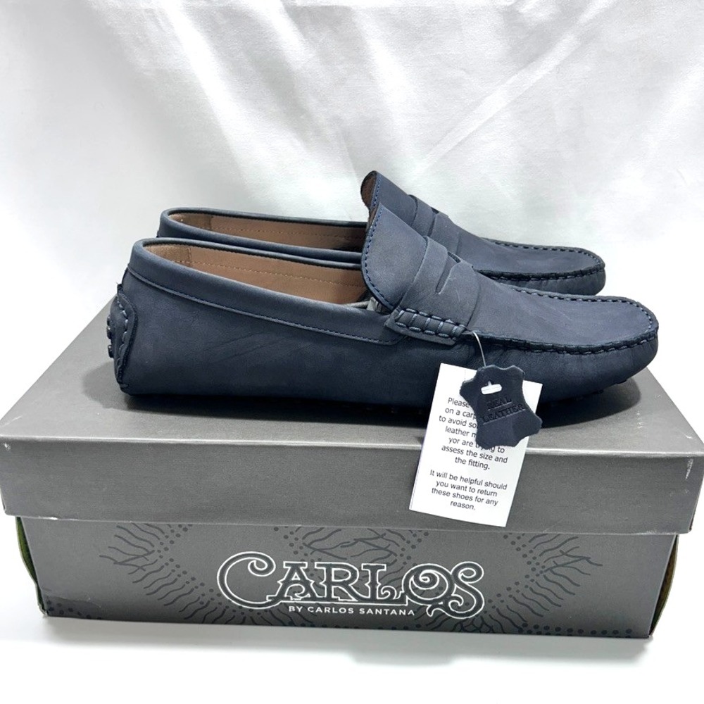 Carlos by Carlos Santana Men's Ritchie Penny Loafers Navy Suede Leather US 10D‎